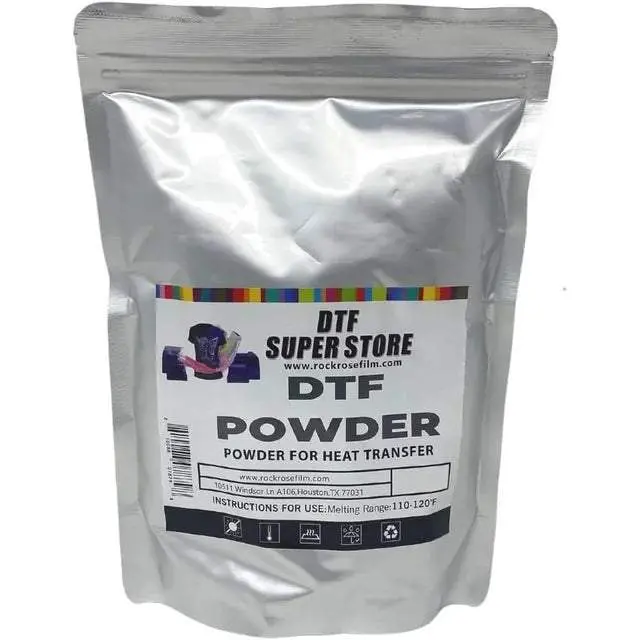 RockRose DTF Hot Melt Adhesive Powder for Inkjet Printers - Waterproof and Washable with Vivid Colors