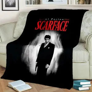 3D Printing Movie Scarface Tony HD Blanket,Soft Throw Blanket for Home Bedroom Bed Sofa Picnic Travel Office Cover Blanket Kids Applies to Super Soft  Decorative Sofa/Sofa/BedroomCartoon-Print Blanket - A Comfortable Flannel Blanket