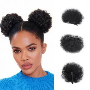 Chic Afro Puff Wig Bun Kinky Curly Bun Hairpiece with Secure Clips Versatile for All Women High-Quality Synthetic Fibers Soft Lightweight Durable
