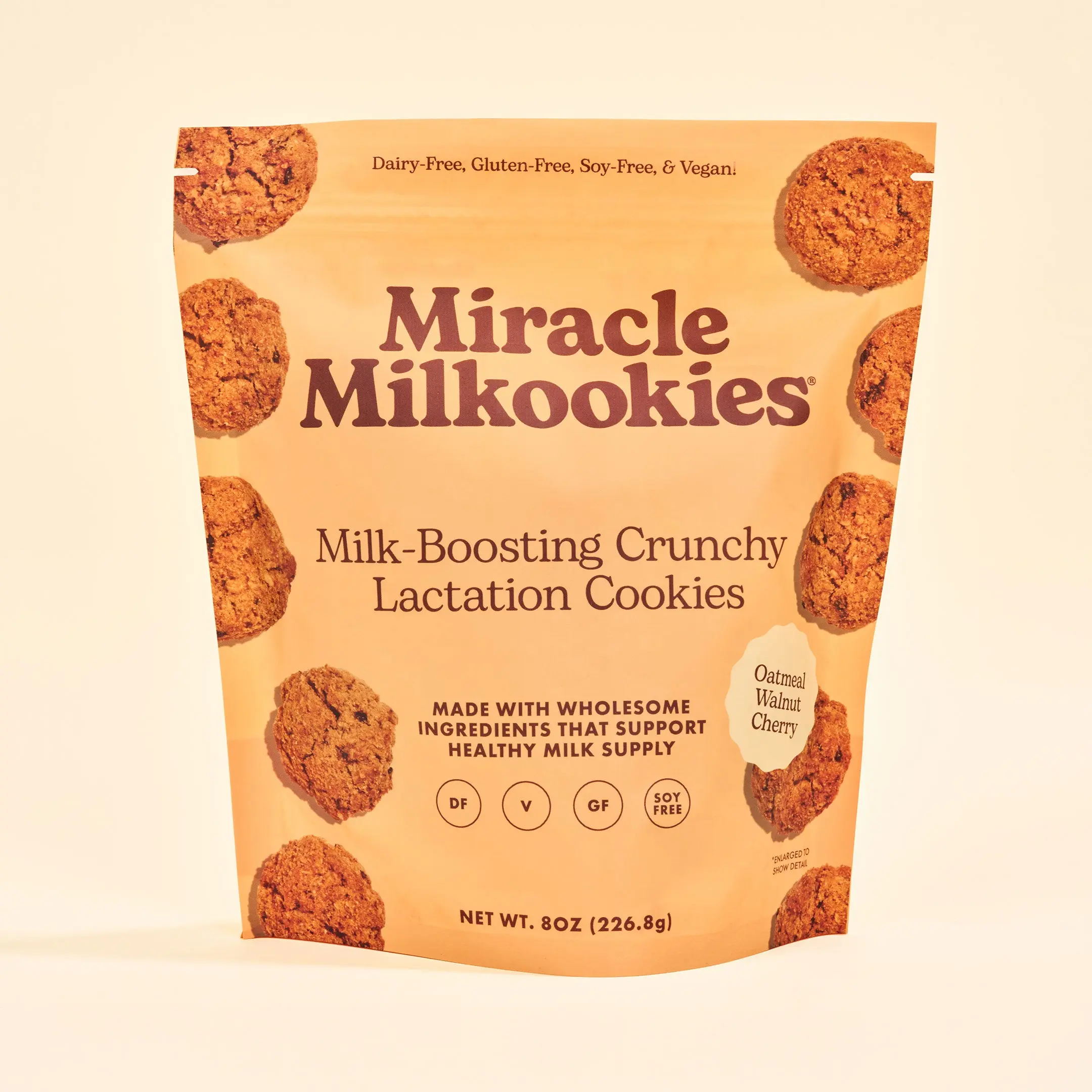 Mini Crunchy Vegan Lactation Cookies — Oatmeal Walnut Cherry