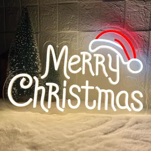 Merry Christmas Neon Signs, Warm White Merry Christmas Neon Light for Christmas Decoration, LED Christmas Lights Sign for Christmas, Bedroom, Home Living Room, Christmas Party, New Year