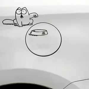 Charming, Funny Cartoon Cat Fuel Tank Cap Decal - Waterproof, Easy-Apply Vinyl Car Sticker, Car Decoration, Car Accessories for Outdoor Use