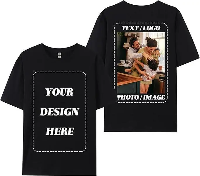 CARPESUN Custom Short-Sleeve Menswear Tops - Unisex Oversized Round Neck Casual 100% Heavyweight Cotton Graphic Shirt, Personalize with Photo/Text/Logo (Valentines Day Gift Option), Shortsleeve, Fit, Childrens Day, Letters, Breathable Fabric