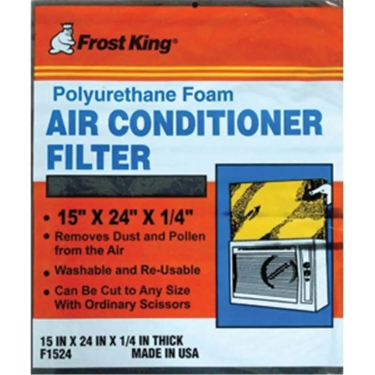 Frost King Cut-to-Fit Foam Media, Universal Air Conditioner Filter for Room and Window AC Units, 15x24 in, F1524