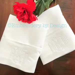 Custom embroidered pillowcases with a monogram in your choice of colors