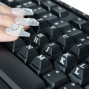 Raised Keyboard Sticker with DIY Character Decals for Nail Art Typing, Adhesive Silicone Keycap Pad with Alphanumeric Decals for Long Nails GamingGift