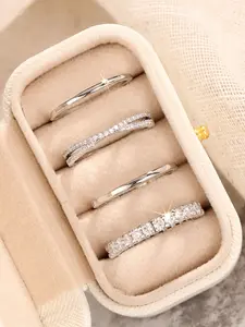 Women's Copper Chain Ring Set, Stackable Rings, Casual Plain Design Jewelry Gift Box Included, Perfect for Wedding Engagement Anniversary Party Accessories