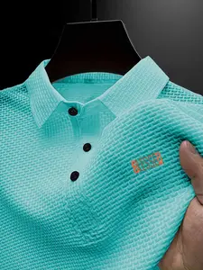 Men's S6380 Ble Quick-Dry Polo Shirt, Summer Short Sleeve, Casual Business Leisure Sport Top, Textured Relaxation Men's Polo, New Arrival T-Shirt
