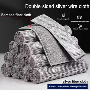Double-Layer Bamboo Charcoal Silver Wire Dishcloths - 5/10 PCS Kitchen Cleaning Rags