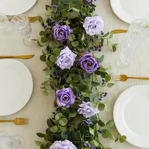 Artificial Rose Vine, 180cm Fake Rose Vine, Decorative Flowers for Home Party Wedding Baby Shower, Artificial Hanging Flowers, Home Decor Supplies, Fruit