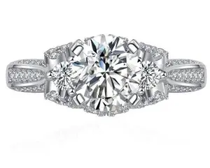 【206】Valentine's Flash 925 Sterling Silver Blooming Flower 0.8CT Synthetic Moissanite Ring