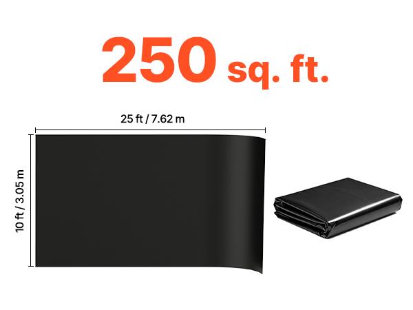 【SummerFinds】VEVOR 6 Mil Black Heavy-Duty Polyethylene Roll, 10' x 25' Thick Plastic Sheeting for Garden Weed Blocker, Painters' Drop Cloth, Crawl Space Vapor Barrier