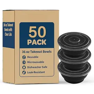 36oz Diamond Meal Prep Bowls – 50-Pack Airtight, Microwavable & Freezer-Safe Takeout Containersmeal prep container storage  clear lids dry lock n home outdoor use take-out sauce vacuum seal bag   snack  containers Office Lunch Disposable