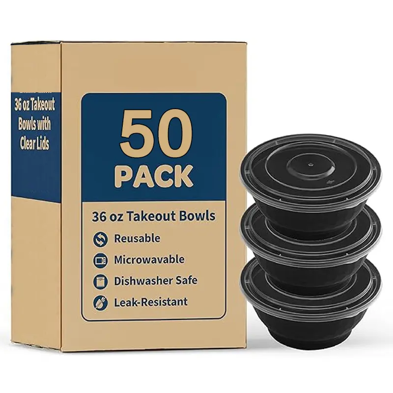 36oz Diamond Meal Prep Bowls – 50-Pack Airtight, Microwavable & Freezer-Safe Takeout Containersmeal prep container storage  clear lids dry lock n home outdoor use take-out sauce vacuum seal bag   snack  containers Office Lunch Disposable