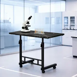 Portable Rolling Table with Adjustable Height And Wheels, Designed for Labs, Featuring a Surface for Laptops And a Robust Metal Frame with Shelves, Suitable for Use in Labs, Bedrooms, And Living Rooms
