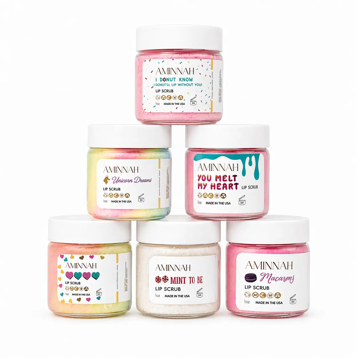 Exfoliating Sugar Lip Scrub & Moisturizer for Smooth Lips with Shea Butter, Cocoa & Peppermint Scents