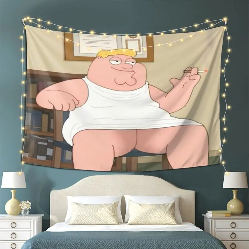Peter Griffin Artistic Tapestry - Colorful Print, Soft Fabric, High-Quality Machine Washable Rectangular Wall Hanging with Free Hooks, Room Decor for Family Guy Fans, Artistic Tapestry Tapestries