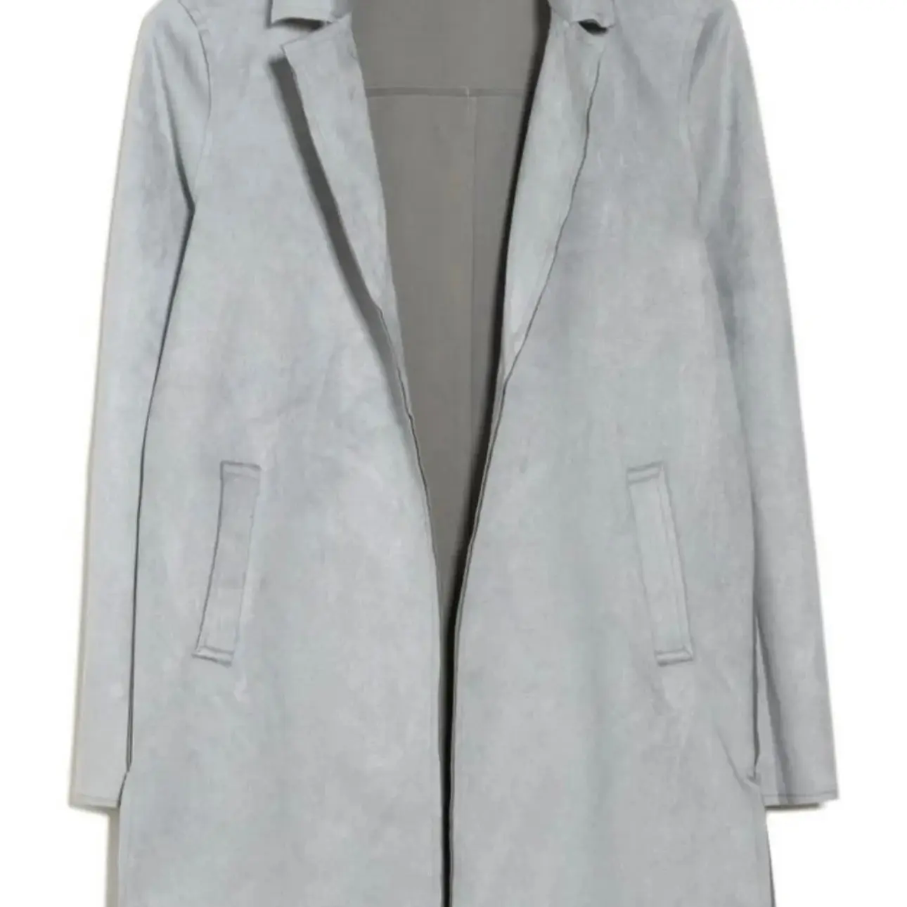 T TAHARI Blue Suede Roll Tab Open Topper Coat - Size: Medium