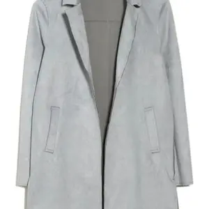 T TAHARI Blue Suede Roll Tab Open Topper Coat - Size: Medium