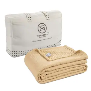 Threadmill Muslin Blanket | 4 Layer 100% Cotton Gauze | Lightweight, Breathable, and Cozy Summer |Muslin Blanket for Couch