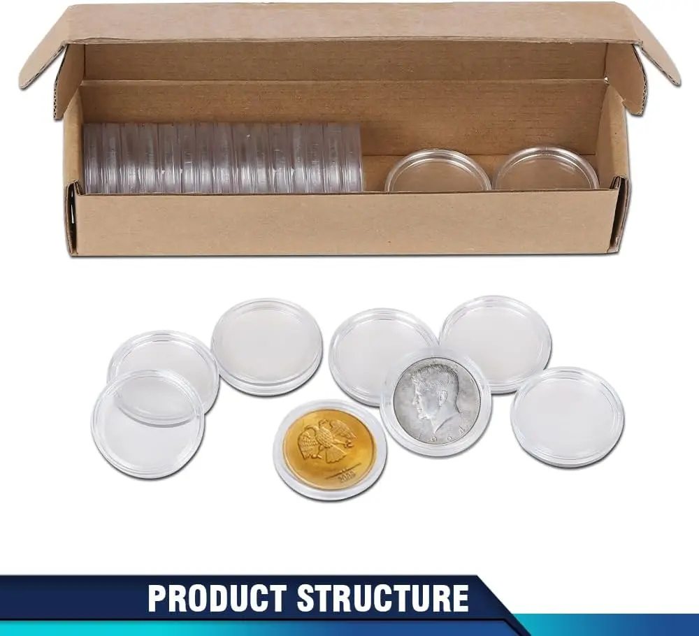 PIT66 25Pcs Direct Fit Airtight 30.6mm Coin Holders Capsules Clear Fit for Jfk Half Dollar w/Box
