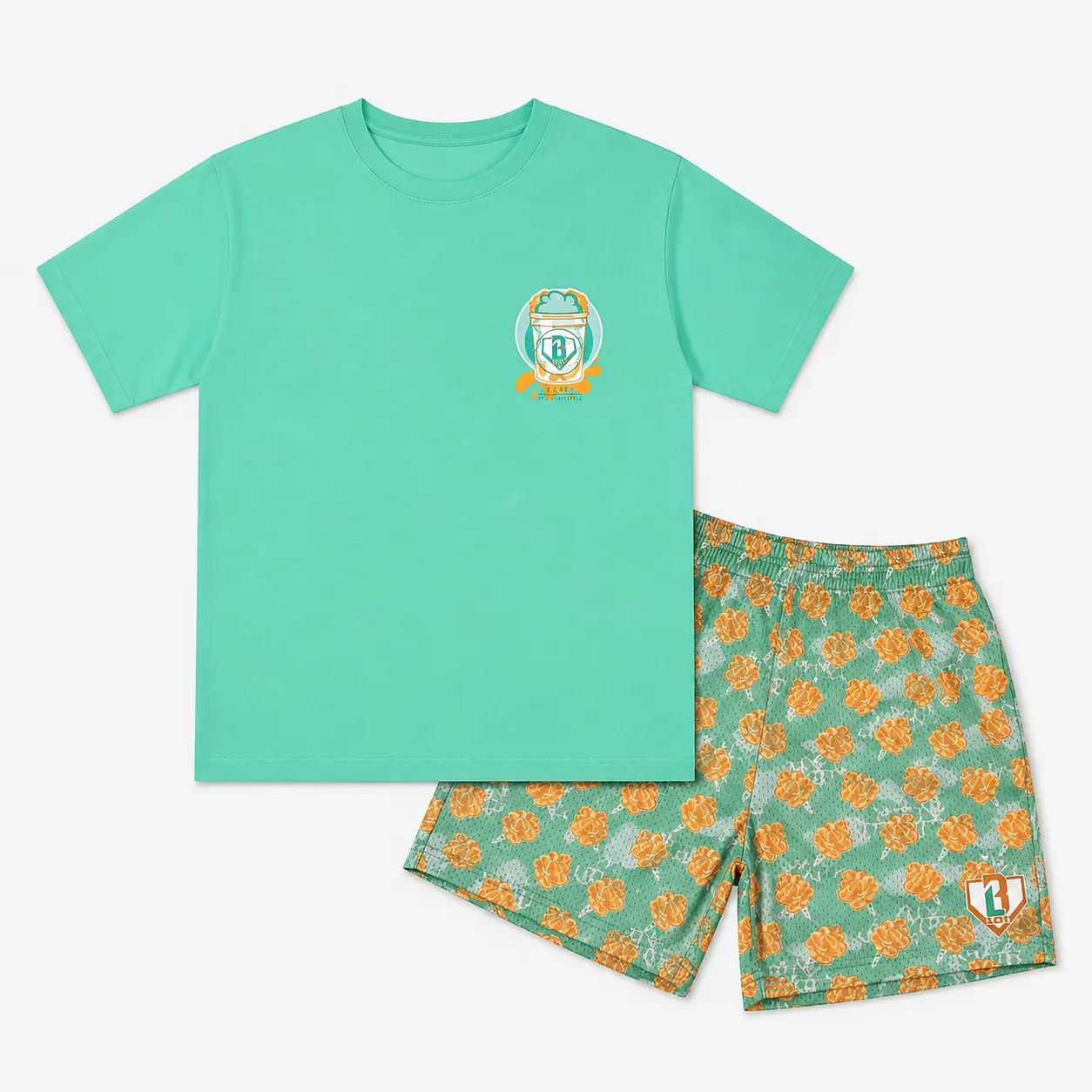 Baseball Lifestyle 101 Candy Creams Graphic T-Shirt & Printed Shorts Set for Adults & Youth, Casual Matching Outfit