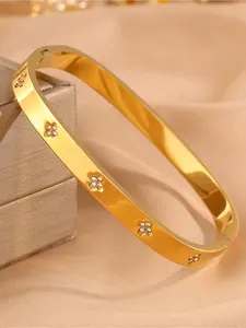 1 light luxury and elegant square four diamond clover bracelet, elegant bangle, 304 stainless steel women's fashionable bracelet, suitable for daily party jewelry, sweet and lovely girl jewelry gift