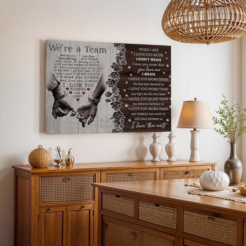 Personalized We're a Team Couples Wall Art Poster, Christmas Birthday Festival Anniversary Gift for Him Her Husband Wife, Wall Decor for Office Living Room Home