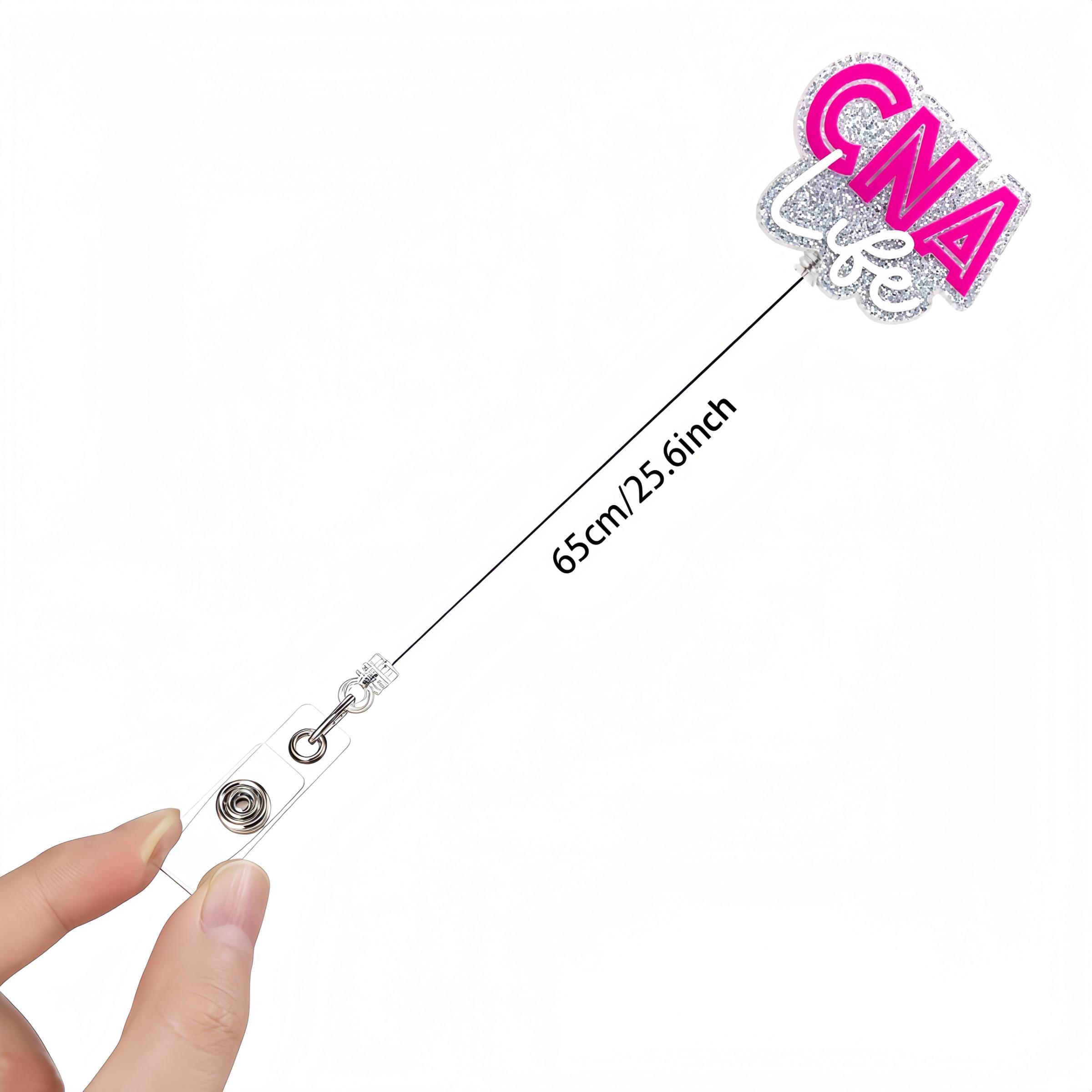 CNALife Glitter Badge Reel Set – retractable ID badge clip with nurse pen set, transparent waterproof card holder, certification nursing assistant work accessory gift for healthcare professionals