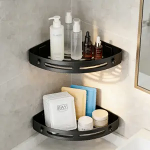 2-Pack Bathroom Corner Shelves No Drilling Required, Space-Saving Shower Rack, Durable Lightweight Storage Organizer for Small Bathrooms, Bathroom Shower Organizers