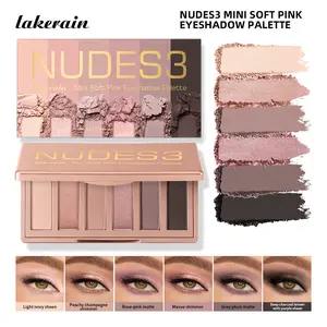 Lakerain Nudes3 Eyeshadow Palette Powder, 6 Soft Nude Matte & Shimmer Shades, Long-Lasting Blendable Texture, Essential for Daily & Smoky Eye Makeup