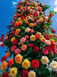 200pcs-Multicolor Climbing Rose Seeds – Romantic Rose Vines for Garden Arches, Fences & Fairytale Walls Double-Flowered mix small