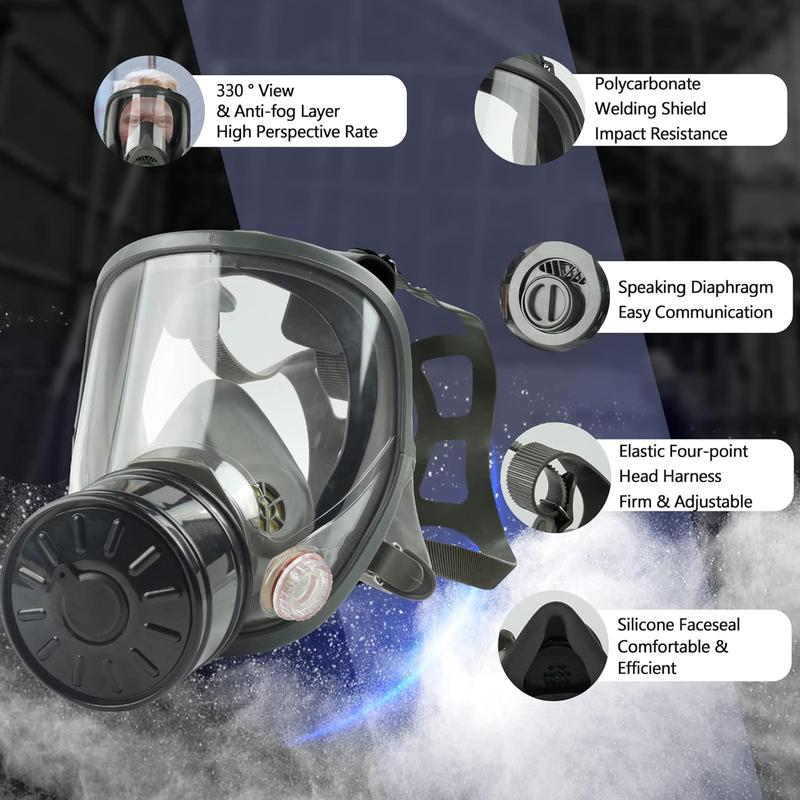 Gas masks survival nuclear and chemical gas mask with 40mm activated carbon filter full face respirator mask for gases chemicals vapors spray paint dust welding