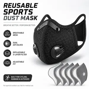 M Plus Reusable Breathable Dust Mask with 4 Activated Carbon Filters for Woodworking, Construction, Airborne Particles, Pollen, Pollution Filtration