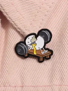 Cartoon Weightlifting Egg Enamel Pin Funny Spoof Fitness Egg Metal Brooch Lapel Backpack Badge Fashion Jewelry Accessories Fashion Accessory Gift for Friends Emblem Badge Decoration