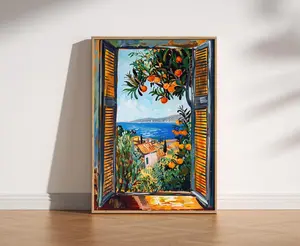 Open Window Henri Matisse Print, Henri Matisse Style Fauvism Painting, Modern Exhibition Print, Mediterranean Sea, Orange Tree, Coastal View