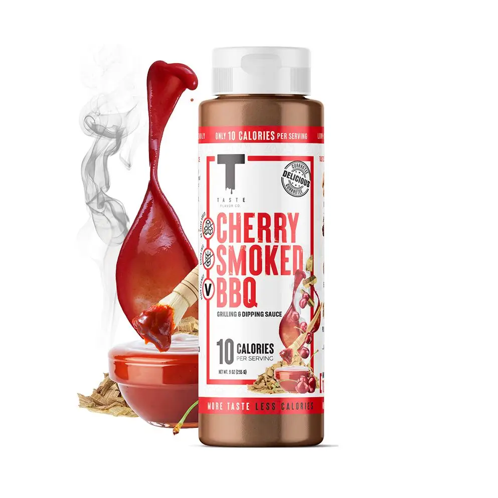 Taste Flavor Co. Cherry Smoked BBQ - Sugar & Gluten Free Vegan Friendly - Low Calorie Keto Friendly Sauce