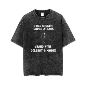 Free Speech Under Attack Tee, Stand With Colbert & Kimmel Shirt, Political Talk Show Host Graphic, Advocacy Merch, Crew Neck T-Shirt, Short Sleeve, Unisex Vintage Top, Streetwear Style