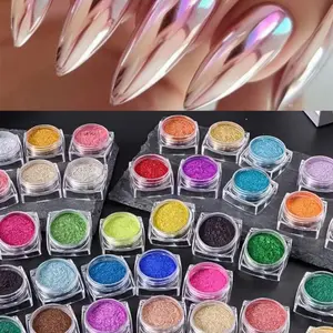 Christmas Chrome Powder Set, 40 Colors Metal Chrome Nail Powder Paint Y2K Mirror Effect UV Gel Polish DIY Thin Sheets Christmas Manicure Accessories Nail Art Design