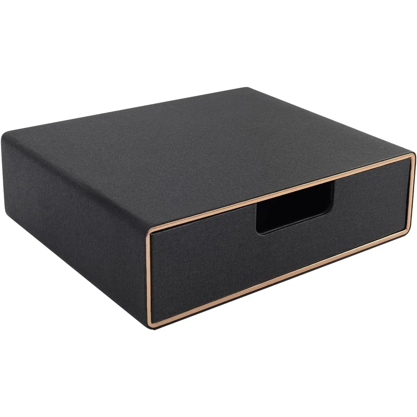 Stackable Organizer Drawer PU Leather Classic Handmade,Organize Home Office Desk Accessories and Sort Letter-Size Paper/a4 Document,Desk Caddy with Drawers Storage Box,13.1x10x3.7inches,BlackGift.