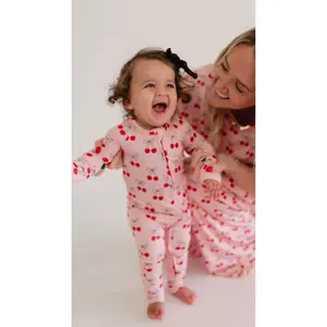Infant Romper in Pink Cherry Bows