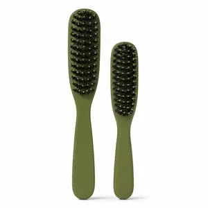 2PCS Bristle & Nylon Hair Brush Set, Olive Green Detangling Styling Brushes for Women, Large & Small Smoothing Brush with Rounded Pins, Ergonomic Handle for Frizz Control, Scalp Massage, Travel & Daily Hair Care