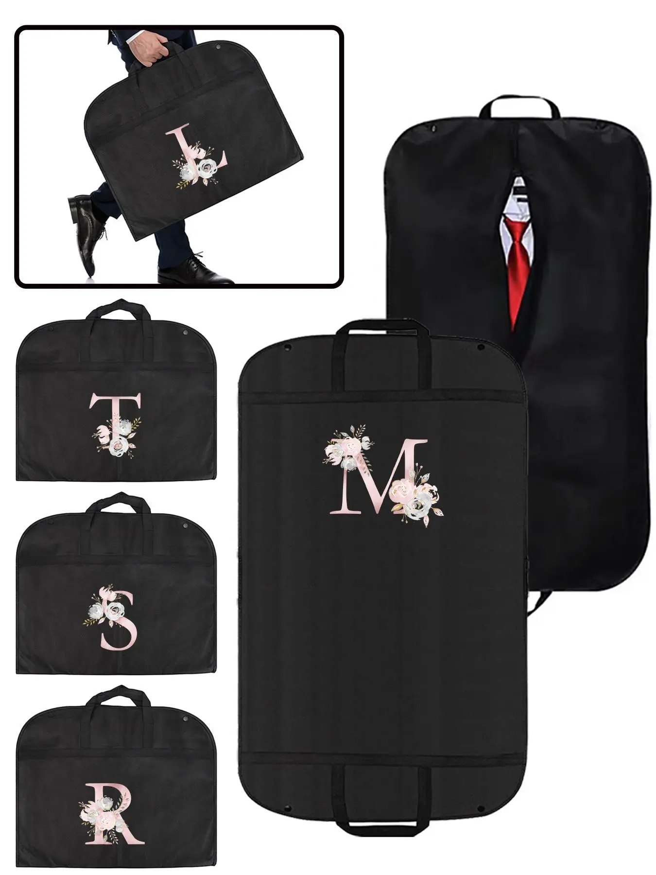 Letter Pattern Clothes Dust Cover, Portable Dustproof Clothes Storage Bag for Travel, Hanging Garment Bags, Travel Organizers for Wedding Dress & Suit Coat, Dustproof Design, Portable Covers, Dustcover