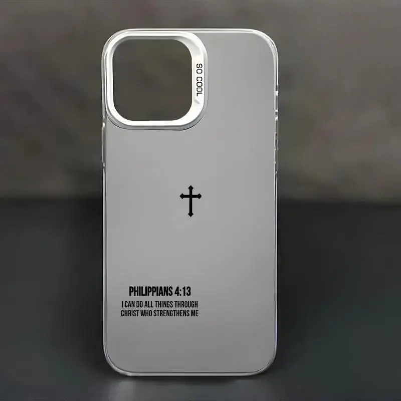 Matte Silicone Phone Case for iPhone 17,16 Pro Max,15 Plus,14,13,12,11,XR,XS,Air - Christ Bible Verse Philippians 4:13 Pattern, Military-Grade Drop Protection, Shockproof Protector for Handheld Devices & Accessories