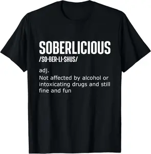 soberlicious Soft Classic Cotton Short-Sleeve Round Neck Sporty Sports Top - Stylish Sobriety Anniversary Recovery Tee for AA Members, Summer Casual Garment with Prints & Graphics