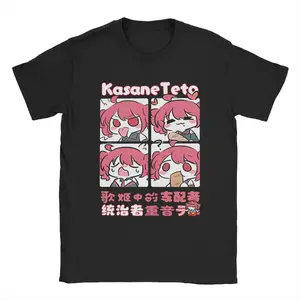 Fashion VOCALOID Kasane Teto Print T-Shirt Hip Hop T-Shirts Short Sleeve Vintage Tshirt Summer Breathable Oversize Tees