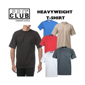 PRO CLUB Men Classic Heavyweight Crewneck Short Sleeves Plain T-Shirt Casual Cotton Menswear Top