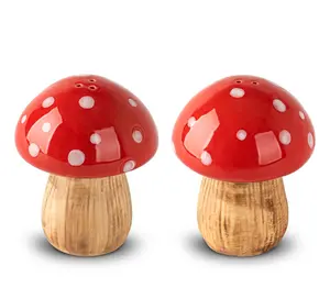 Mushroom Salt And Pepper Shakers Set Ceramic Salt Pepper Shakers Container Red Salt Pepper Shaker Set Salt Shakers For Kitchen Salt And Pepper Jar
