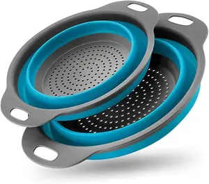 Collapsible Colander Set of 2 Silicone Kitchen Strainer Set.