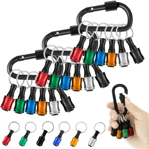 18Pcs 1/4inch Hex Shank Bit Drill Bit Holder Portable Socket with Quick Change Aluminum Alloy Long and Short Extension Bar Keychain Holder